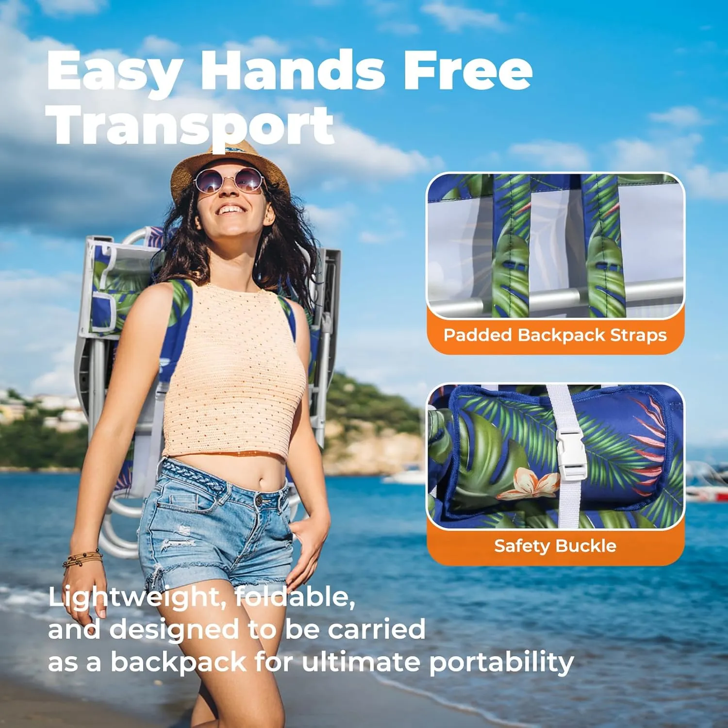 Folding Beach Chairs for Adults 2 Pack, Low Sand Chairs with Cup Holder, 5-Position Recling Backpack Beach Chair Aluminum Frame, Portable for Travel & Outdoor, Supports 300lbs, Wave Blue