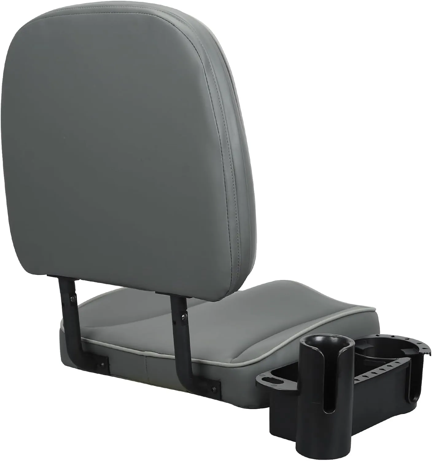 Folding Boat Seat Low Back Fishing Boat Seats with Caddy Organizer, Charcoal/Charcoal/Light Gray