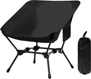 Folding Camping Chair, Adjustable 2-Way for Adults Portable Camp Chair Foldable Compact Backpacking for Outdoor Hiking Picnic Beach BBQ-Black