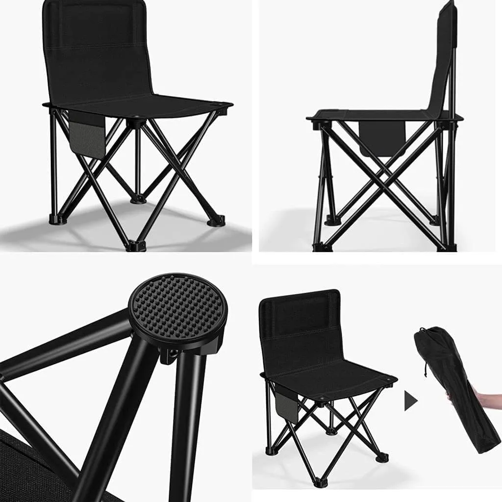 Folding Camping Chair Outdoor Folding Backrest Chair Portable Fishing Chair with Side Pocket Lightweight Leisure Chairs Padded Deck Chair Indoor Outdoor Folding Chair