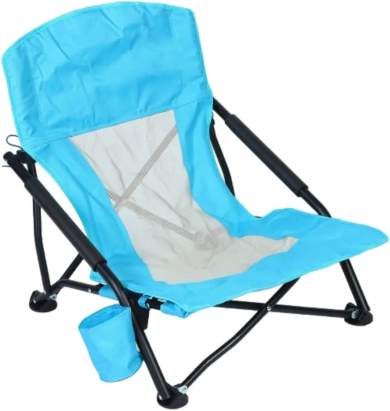 Folding Camping Chair Picnic Seat Lounger Comfortable Foldable Recliner Beach Chair High Backrest for Picnic Lawn Outdoor, Blue