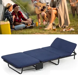 Folding Camping Cot, Portable Sleeping Cot with Mattress Foldable Outdoor Bed Camp Cots Guest Bed for Home, Office & Outdoor Use(Blue)