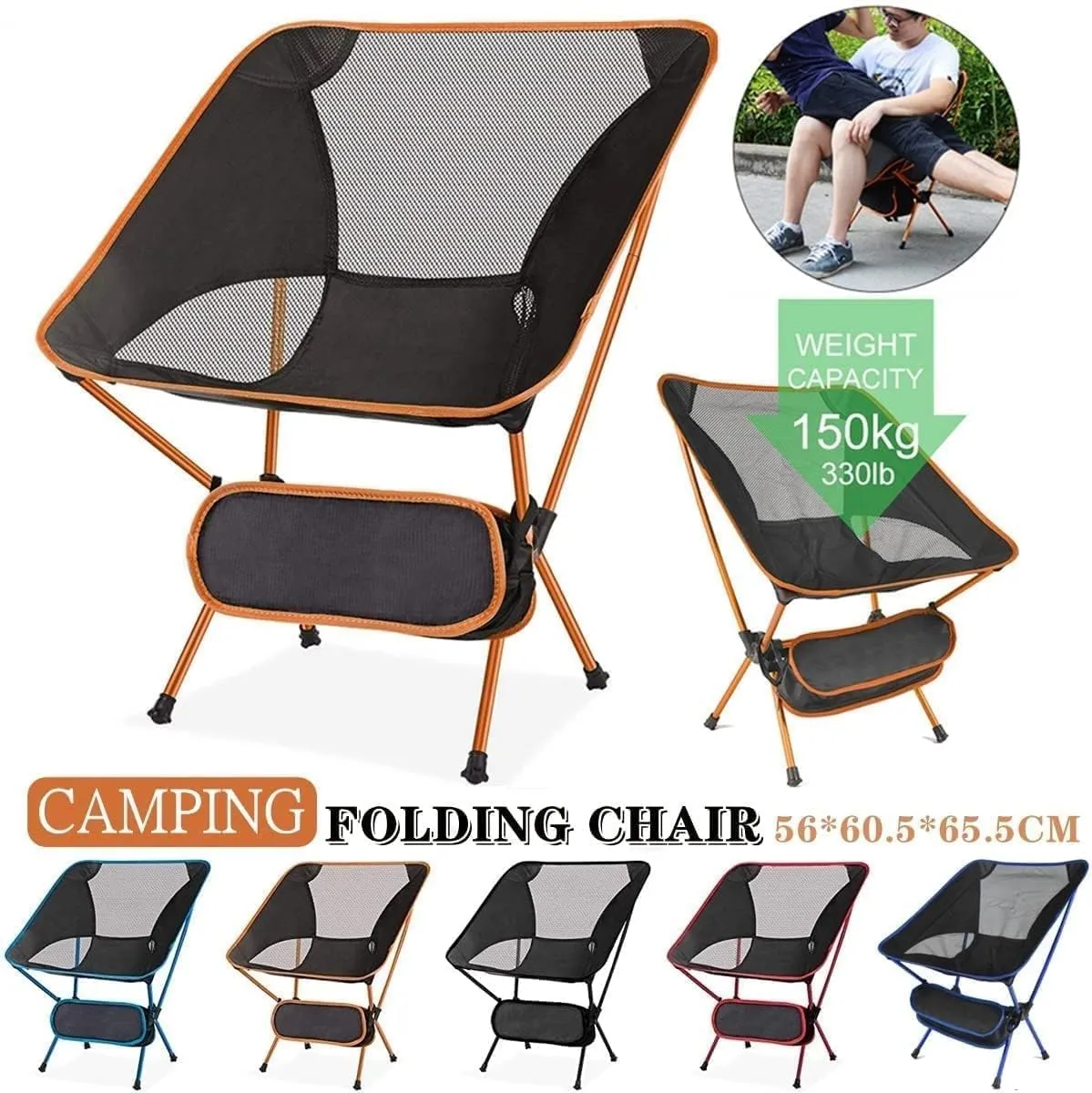 Folding Camping Ultralight Camping Chair with Handbag Outdoor Portable Folding Chair for Picnic Beach Travel Hiking Fishing Chairs Chairs Foldable(Orange)