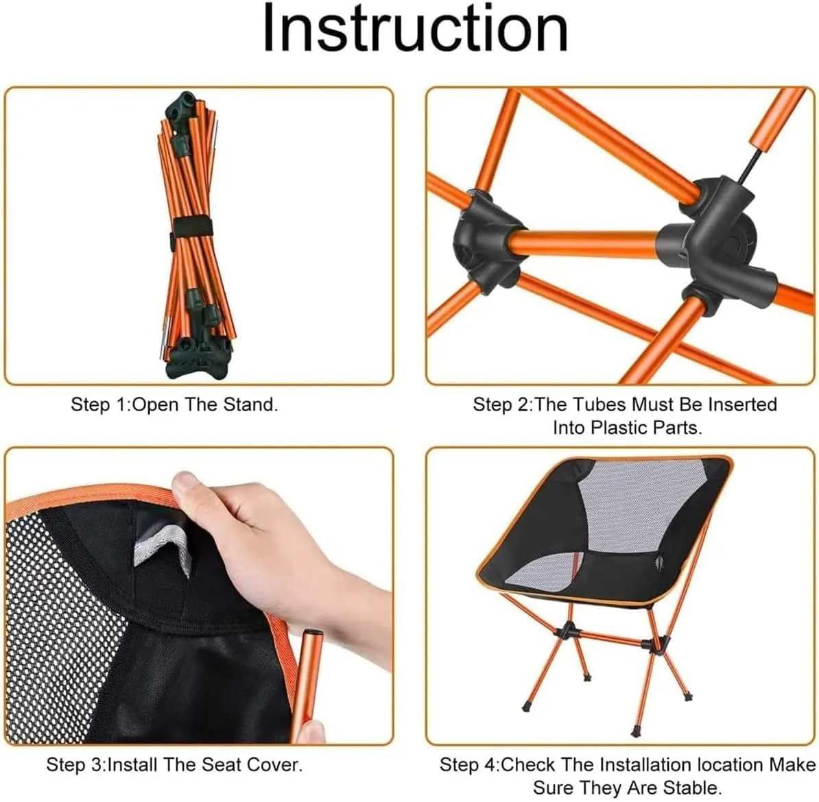 Folding Camping Ultralight Camping Chair with Handbag Outdoor Portable Folding Chair for Picnic Beach Travel Hiking Fishing Chairs Chairs Foldable(Orange)