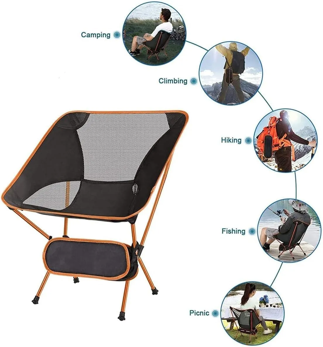 Folding Camping Ultralight Camping Chair with Handbag Outdoor Portable Folding Chair for Picnic Beach Travel Hiking Fishing Chairs Chairs Foldable(Orange)