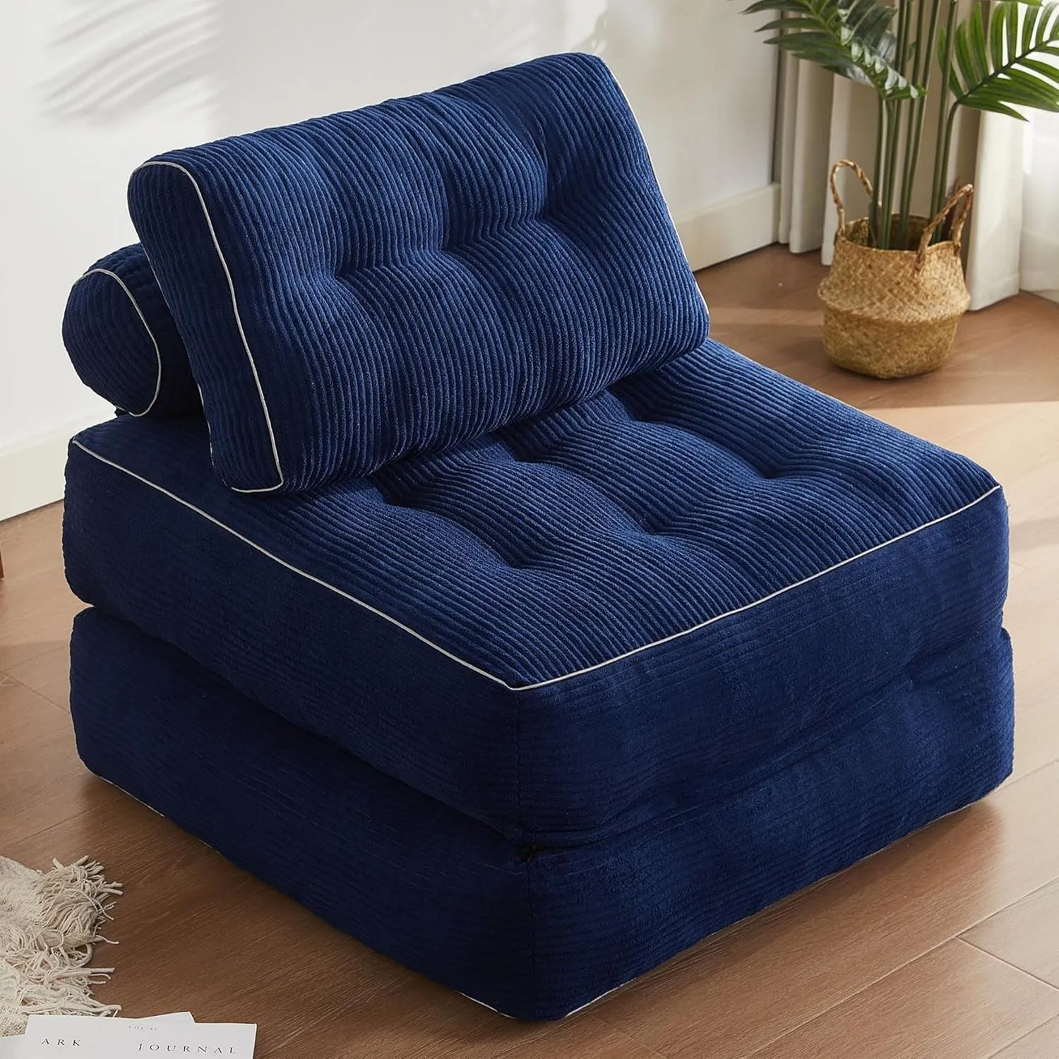 Folding Chair Bed, Futon Sofa Bed, Floor Couch for Adults Chair for Living Room, Lounge Sofa, Convertible Sofa Bed, Small Couches for Small Spaces, Blue