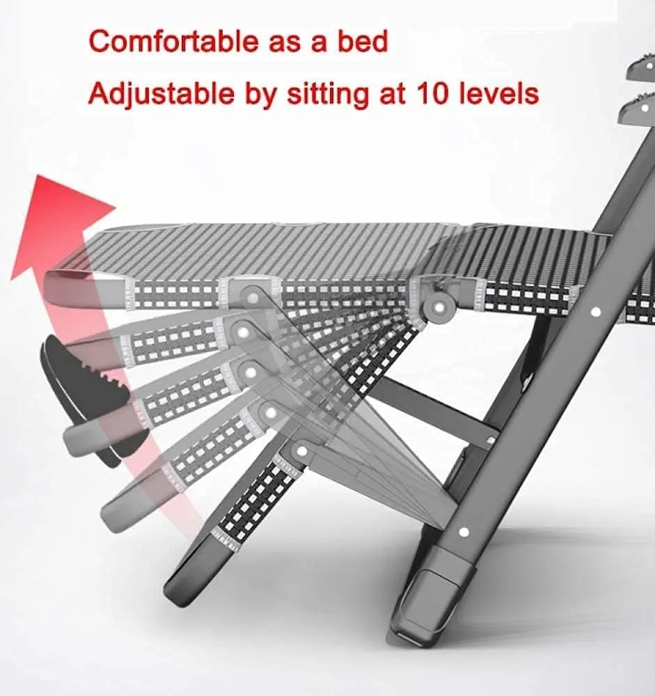 Folding Chair Folding Outdoor Chaise Lounge Chair,with Pillow Zero Gravity Adjustable Reclining Deck Chairs Garden Camping Chair Recliner(H)