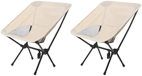Folding Chair Portable Camping Fishing Bench Picnic Leisure Recliner Camping Chair(Color:Beige)
