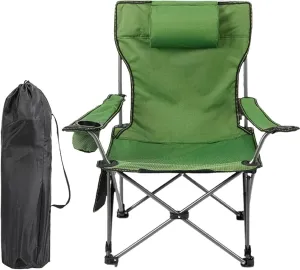 Folding Chairs with Cushion, 1 Set Folding Chair Portable Good Load Bearing Chair Comfy Outdoor Camping Chair for Picnic, Directors Chairs Foldable Green