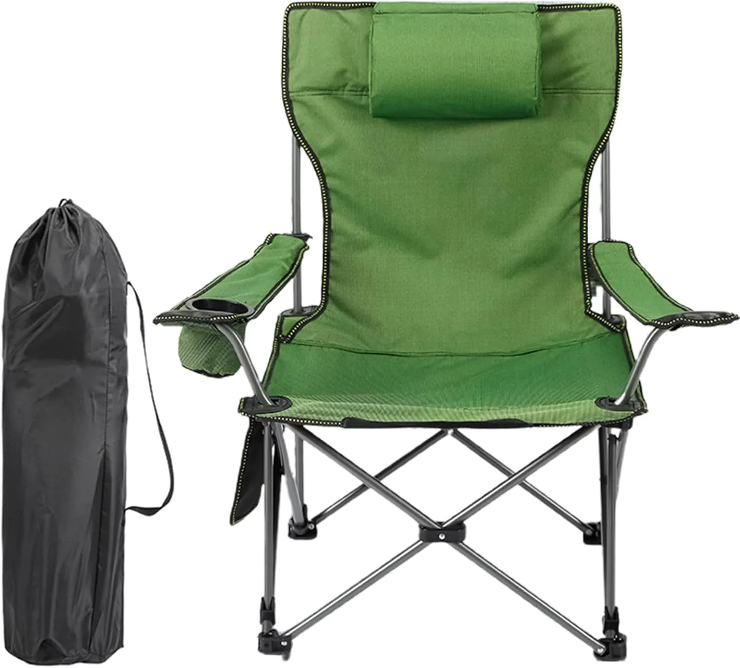 Folding Chairs with Cushion, 1 Set Folding Chair Portable Good Load Bearing Chair Comfy Outdoor Camping Chair for Picnic, Directors Chairs Foldable Green