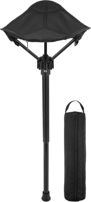 Folding Collapsible Chair - Portable, Lightweight, Black Nylon Fishing Stool