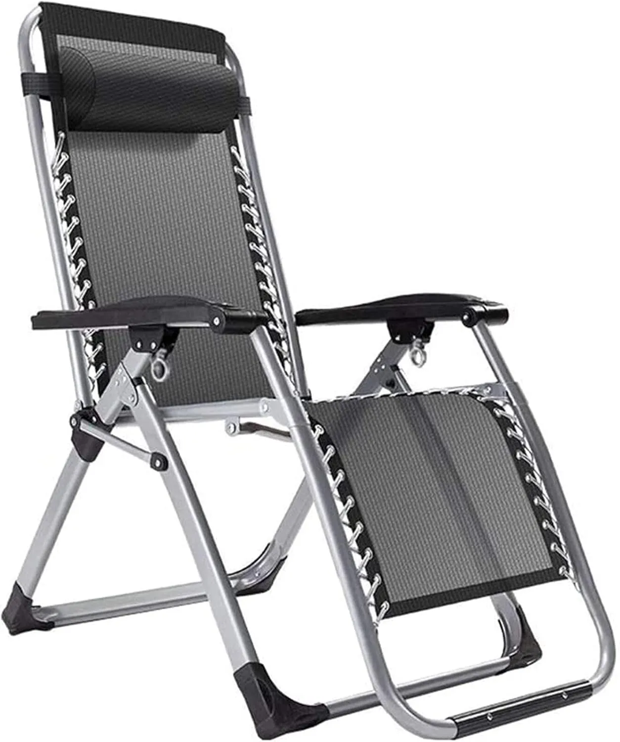 Folding Ergonomic Lounge Chair with Adjustable Footrest Backrest, Breathable Zero Gravity Recliner, Portable Outdoor Chair for Camping, Poolside, Patio