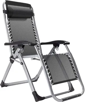 Folding Ergonomic Lounge Chair with Adjustable Footrest Backrest, Breathable Zero Gravity Recliner, Portable Outdoor Chair for Camping, Poolside, Patio