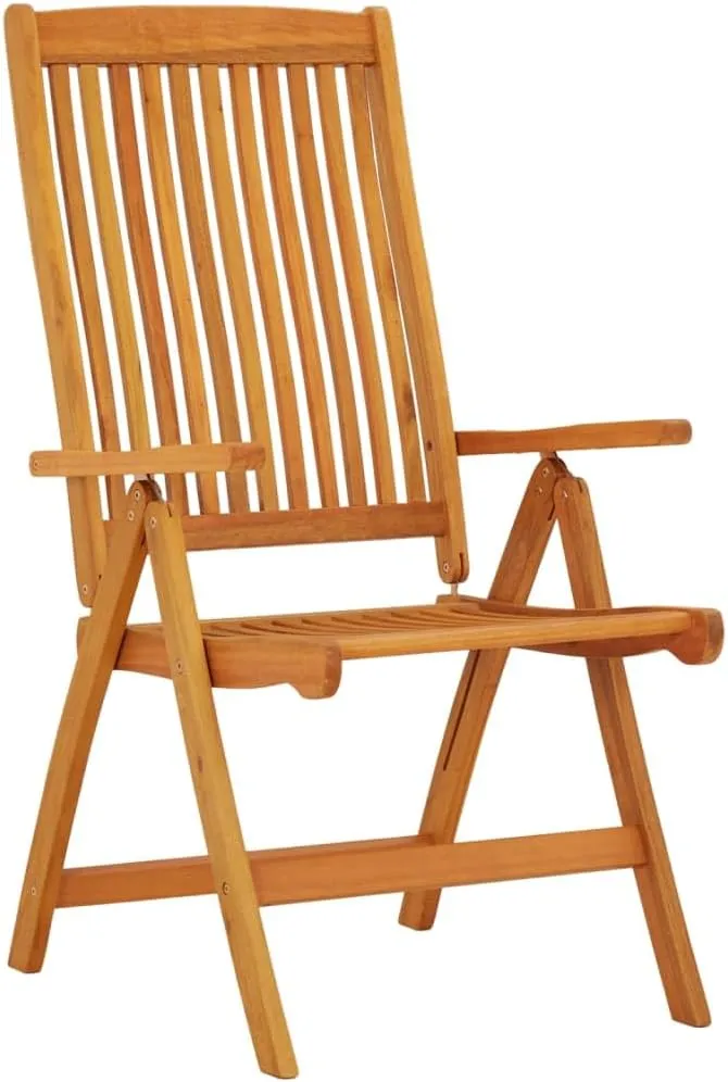 Folding Patio Chairs 2 pcs Solid Eucalyptus Wood Outdoor Lounge Chairs Foldable Reclining Chairs for Garden, Patio, Beach, and Dining