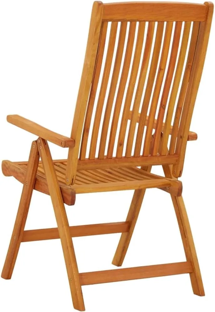 Folding Patio Chairs 2 pcs Solid Eucalyptus Wood Outdoor Lounge Chairs Foldable Reclining Chairs for Garden, Patio, Beach, and Dining