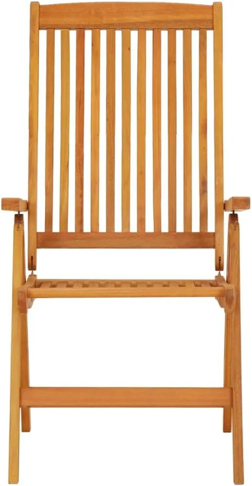 Folding Patio Chairs 2 pcs Solid Eucalyptus Wood Outdoor Lounge Chairs Foldable Reclining Chairs for Garden, Patio, Beach, and Dining