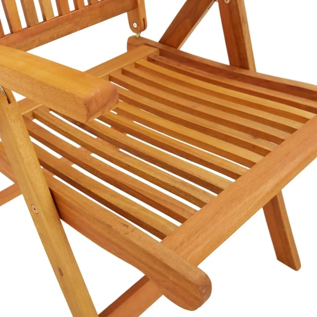 Folding Patio Chairs 2 pcs Solid Eucalyptus Wood Outdoor Lounge Chairs Foldable Reclining Chairs for Garden, Patio, Beach, and Dining