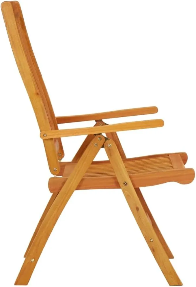 Folding Patio Chairs 2 pcs Solid Eucalyptus Wood Outdoor Lounge Chairs Foldable Reclining Chairs for Garden, Patio, Beach, and Dining