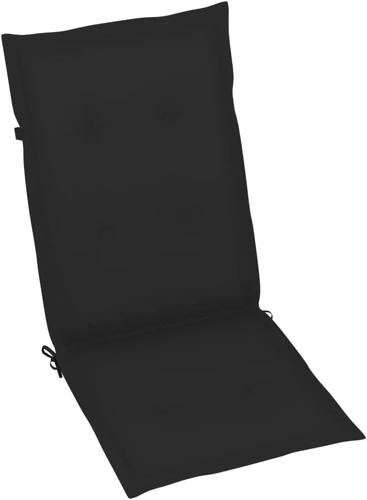 Folding Patio Chairs 3 Pcs with Cushions Solid Acacia Wood Adjustable Reclining Positions Foldable Outdoor Lounge Chairs for Garden, Poolside, Backyard (Black)