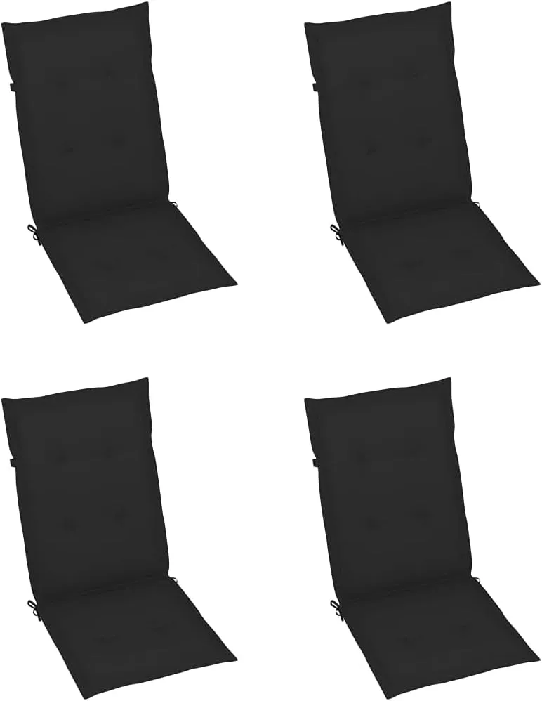 Folding Patio Chairs 3 Pcs with Cushions Solid Acacia Wood Adjustable Reclining Positions Foldable Outdoor Lounge Chairs for Garden, Poolside, Backyard (Black)