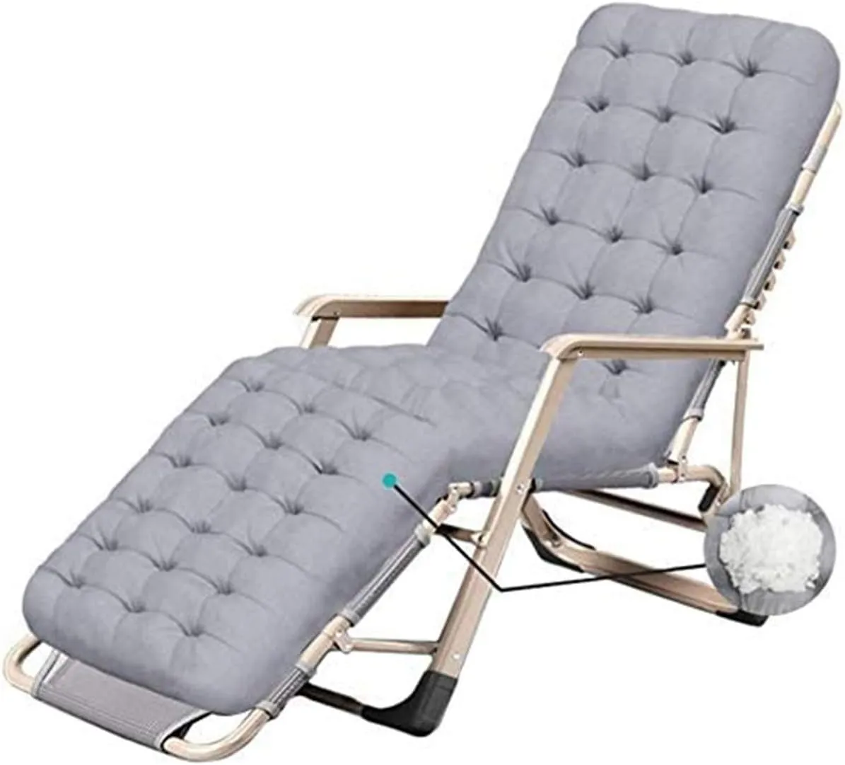 Folding Recliner Chair Outdoor Lounge Chair Garden Deck Chair Large Zero Gravity Terrace Deck Chair Comfortable Outdoor Office Beach Deck Chair Can Support 200K