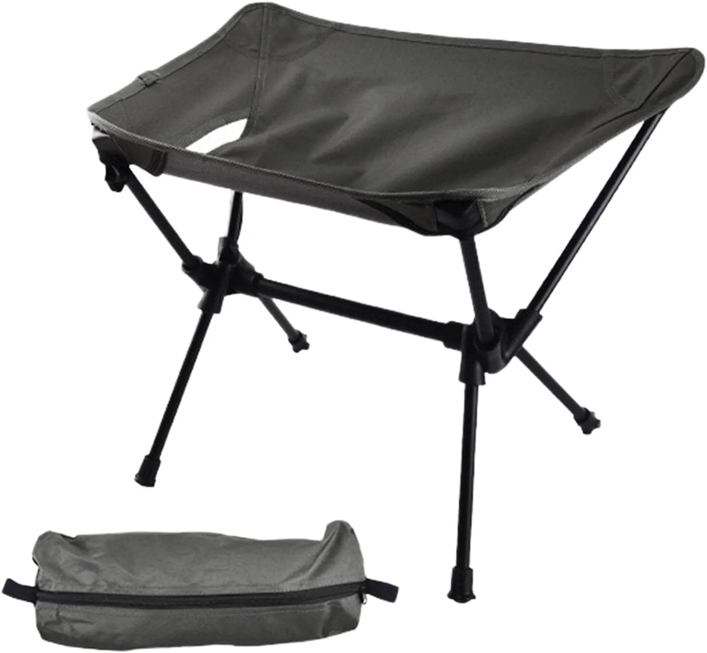 Folding Stool Camping Chair Compact Foot Stool Includes Storage Bag Portable Fishing Chair for Backpacking Hiking Outdoor Travel Picnic, Black