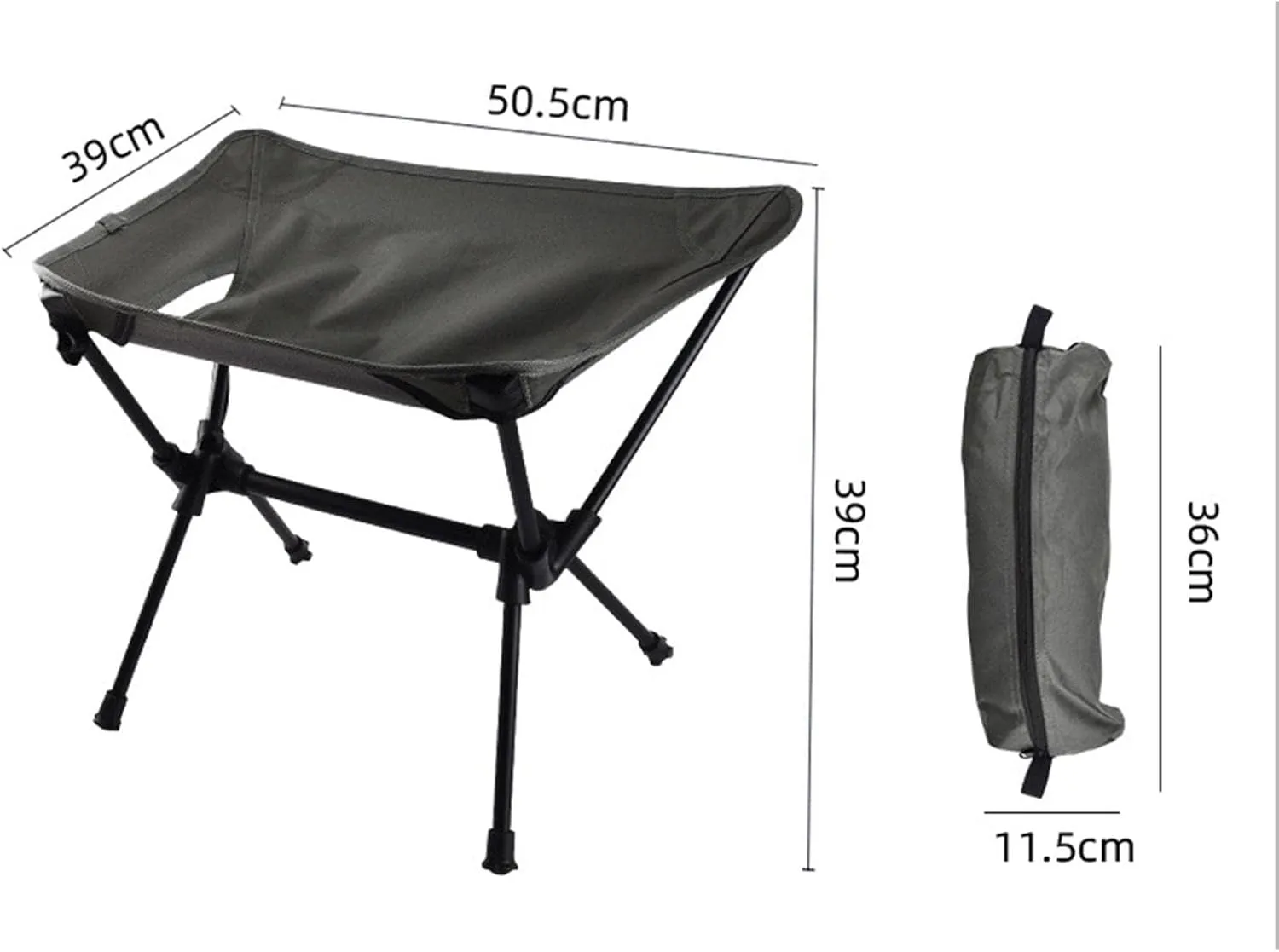 Folding Stool Camping Chair Compact Foot Stool Includes Storage Bag Portable Fishing Chair for Backpacking Hiking Outdoor Travel Picnic, Black