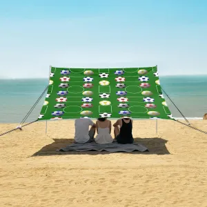 Footballs Beach Canopy Tent Anti-UV & Wind Resistant, Camping Sun Shelter Easy Setup Portable,Outdoor Shade Tents with Sandbags,Sand Shovels,Ground Pegs & Stability Poles