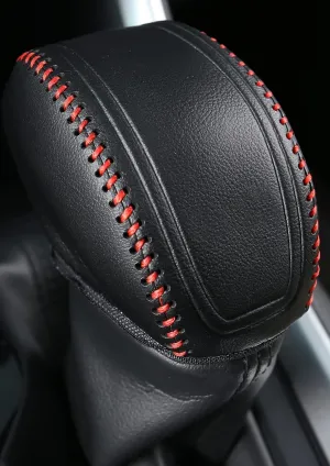 for RAV4 2019-2025 Gear Shift Knob Cover, Genuine Leather Interior Protective Gear Shift Trim for Toyota Highlander 2020-2025- Red Trim