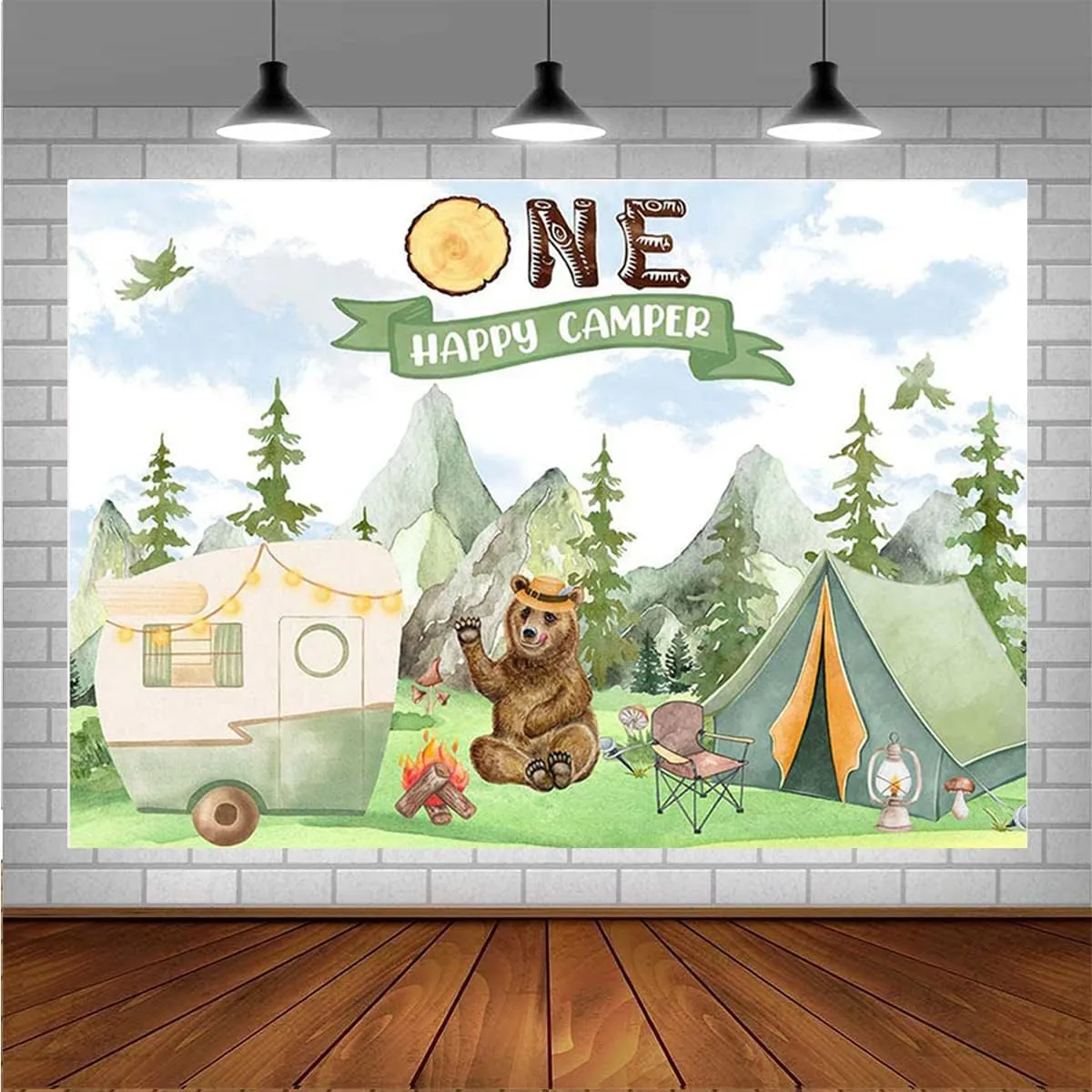 Forest Animal Photography Background Camp Tent First Birthday Background Jungle Adventure Camping Theme Party Birthday Party Supplies Newborn Birthday Baby Shower Party Decoration (6X4FT)