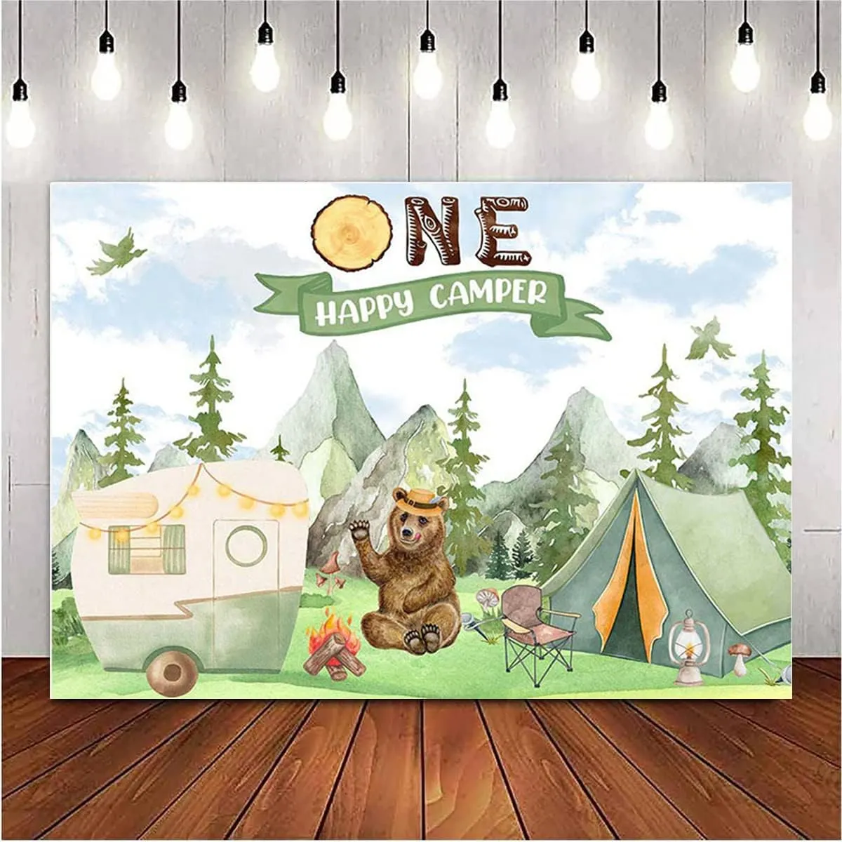 Forest Animal Photography Background Camp Tent First Birthday Background Jungle Adventure Camping Theme Party Birthday Party Supplies Newborn Birthday Baby Shower Party Decoration (6X4FT)