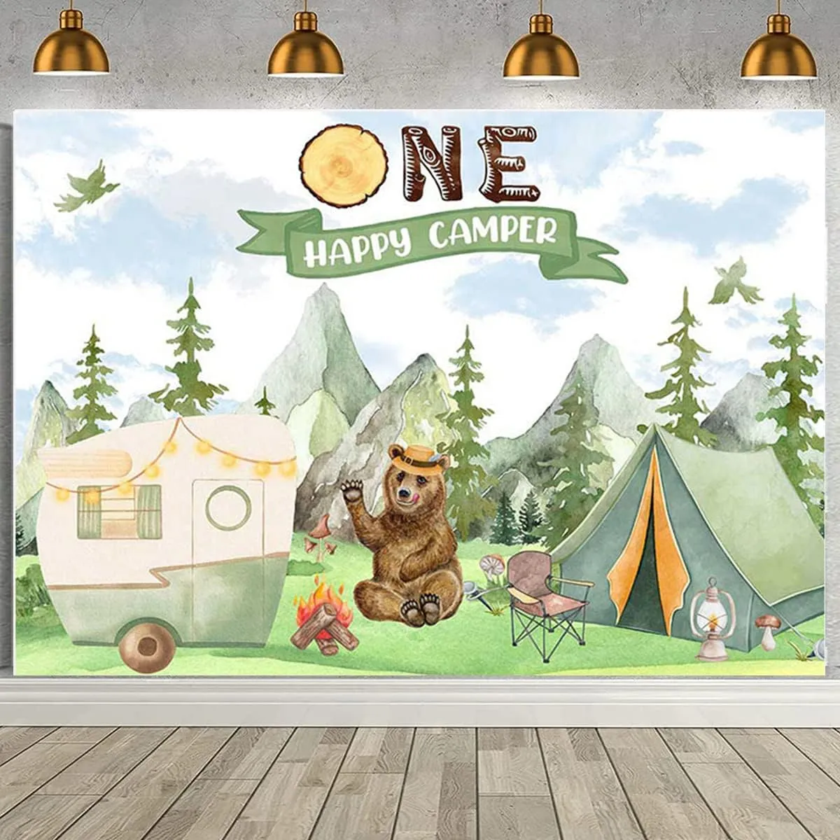 Forest Animal Photography Background Camp Tent First Birthday Background Jungle Adventure Camping Theme Party Birthday Party Supplies Newborn Birthday Baby Shower Party Decoration (6X4FT)