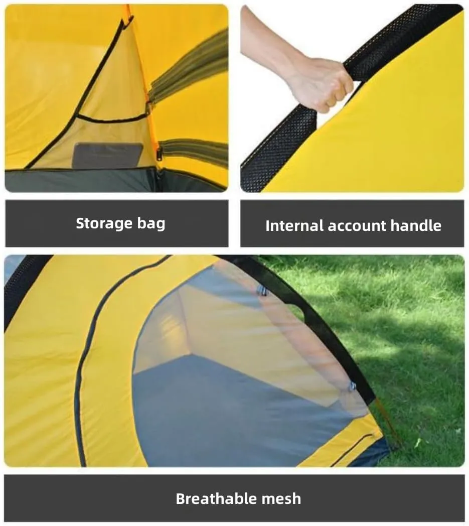 Four Seasons Double decker Tent,1/2/3/4 Person Weatherproof Tent,With foldable snow skirt hem,Suitable for outdoor camping, watching the starry sky, resting at night, and going on wild trips