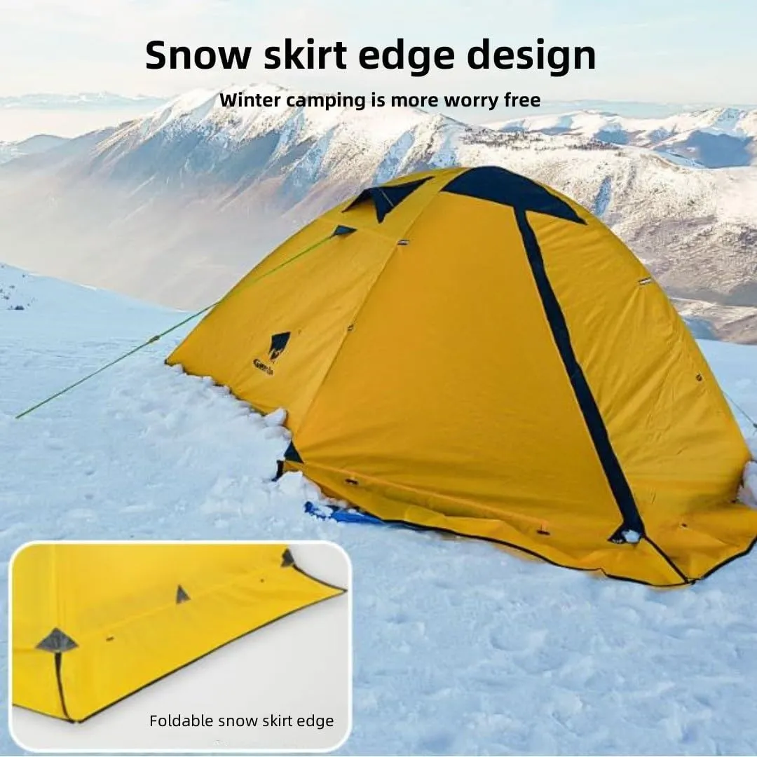 Four Seasons Double decker Tent,1/2/3/4 Person Weatherproof Tent,With foldable snow skirt hem,Suitable for outdoor camping, watching the starry sky, resting at night, and going on wild trips