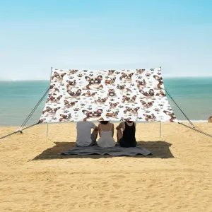 French Bulldog Dogpaws Beach Canopy Tent Anti-UV & Wind Resistant, Camping Sun Shelter Easy Setup Portable,Outdoor Shade Tents with Sandbags,Sand Shovels,Ground Pegs & Stability Poles