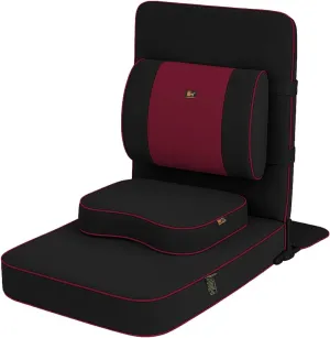 Friends of Meditation Extra Large Meditation Chair | Floor Chair with Back Support | Yoga Chairs for Adults | Portable Folding Chair | Yoga Chair with Cushion & Meditation Block | Black | 24x22 in
