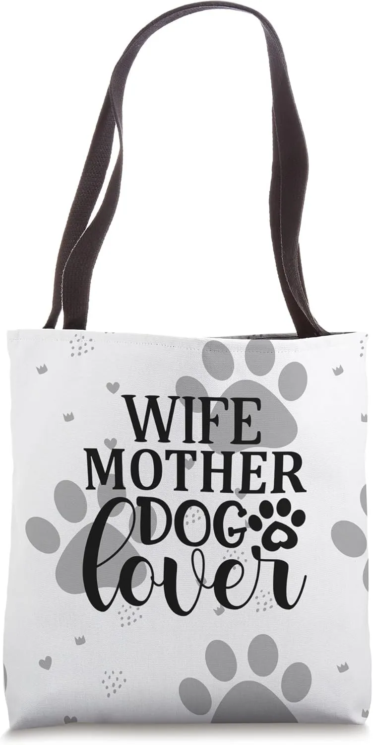 Funny Cute Dog Puppy Lover Pet Owner Paw Print Hearts Gift Tote Bag