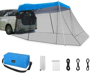 G4Free Portable SUV Tent Tailgate Shade Car Canopy with Mosquito Net for Outdoor Camping Car Travel (Blue)