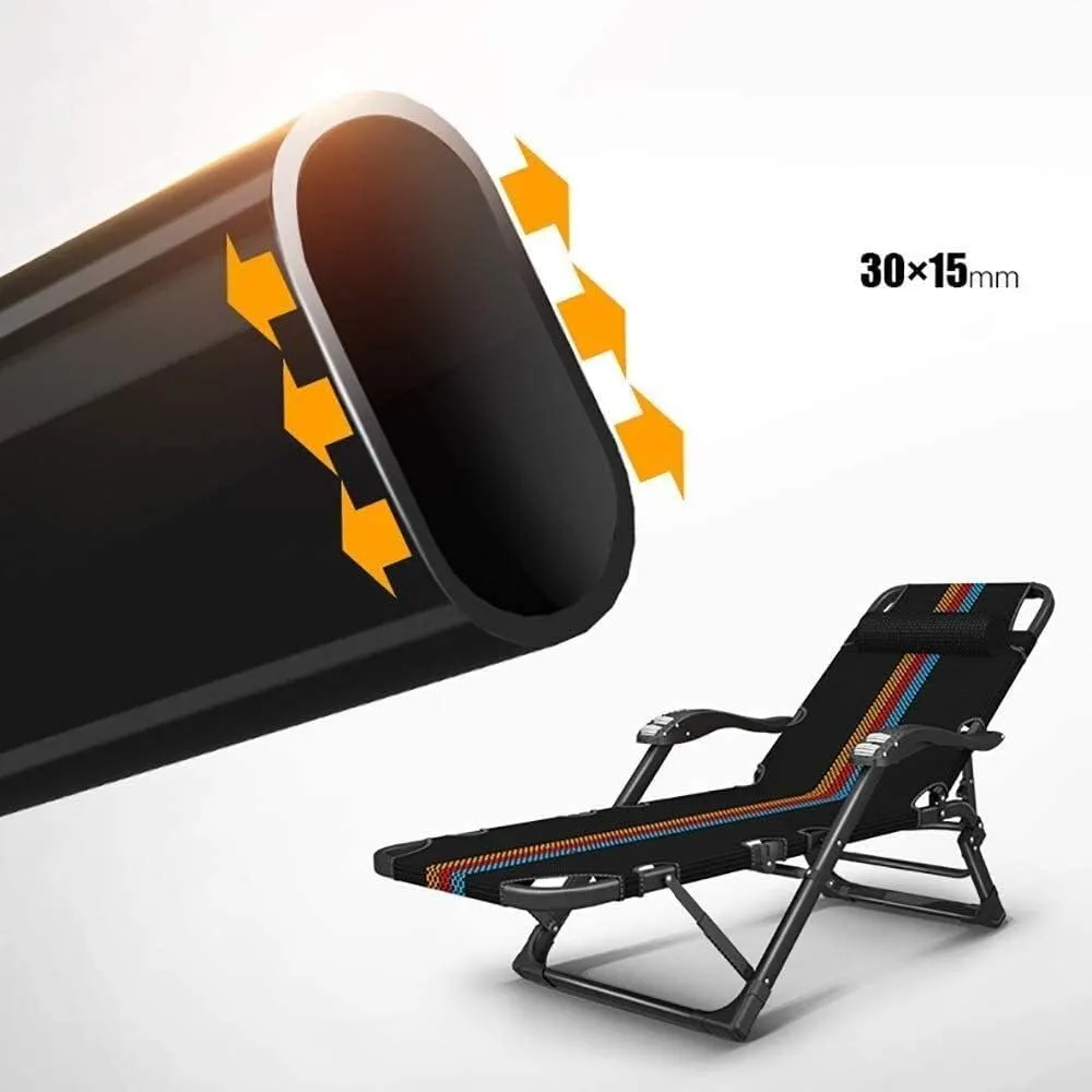 Garden Chairs recliners Portable Folding Chair Balcony Garden Sun Lounger Home Office Dining Chair Outdoor Deck Chair Beach Deck, Black, Load 200kg (Color : B) (B)