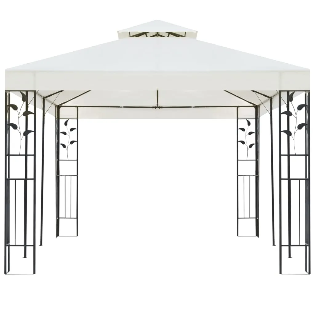 Gazebo with Double Roof White 6x3 m Steel