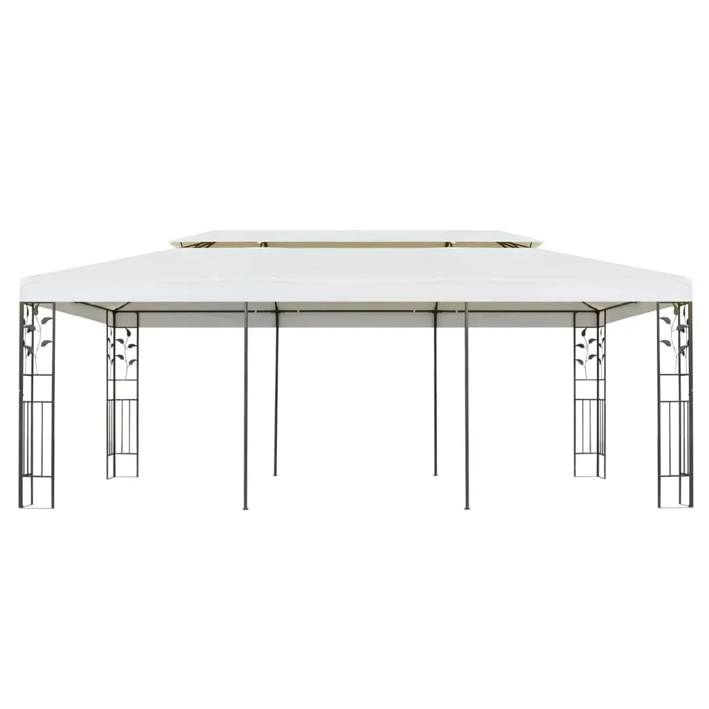 Gazebo with Double Roof White 6x3 m Steel
