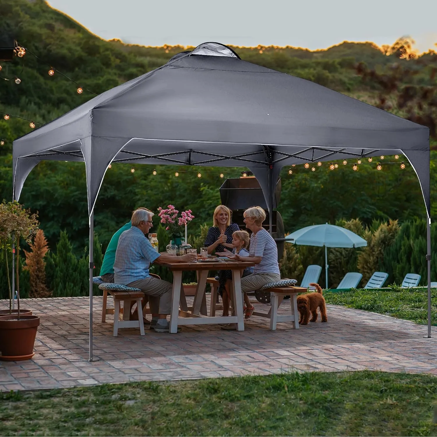 GDY 12X12 Pop Up Canopy Tent, Outdoor Canopy Tent, Commercial Instant Gazebos, Portable Shelter Canopies, for Patio/Outdoor/Wedding Parties and Events,Grey.