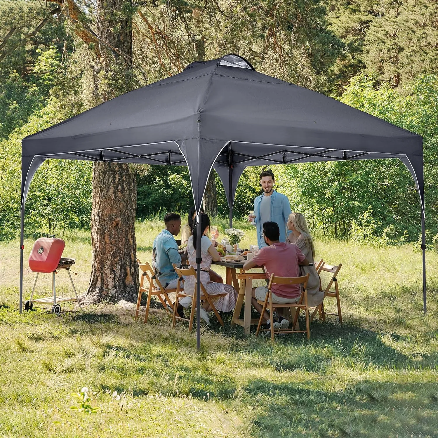GDY 12X12 Pop Up Canopy Tent, Outdoor Canopy Tent, Commercial Instant Gazebos, Portable Shelter Canopies, for Patio/Outdoor/Wedding Parties and Events,Grey.