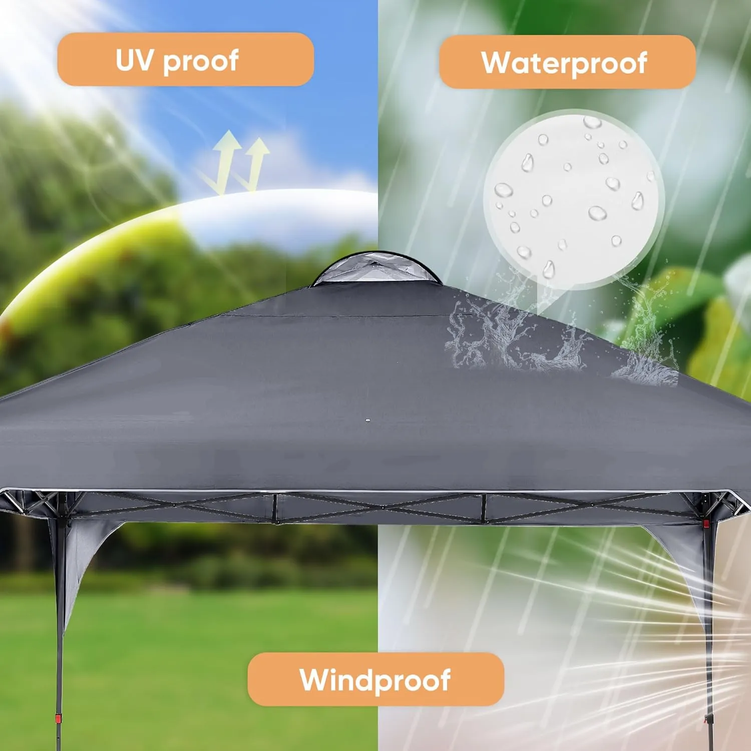 GDY 12X12 Pop Up Canopy Tent, Outdoor Canopy Tent, Commercial Instant Gazebos, Portable Shelter Canopies, for Patio/Outdoor/Wedding Parties and Events,Grey.