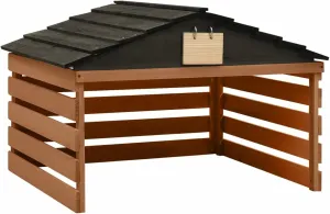 Gecheer Robotic Lawn Mower Garage Portable Storage Shed Shelter Equipment Accessories Black and Brown 30.7"x29.1"x21.3" Firwood