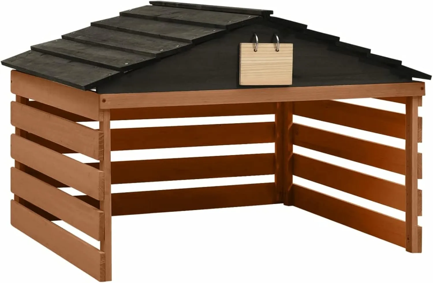 Gecheer Robotic Lawn Mower Garage Portable Storage Shed Shelter Equipment Accessories Black and Brown 30.7"x29.1"x21.3" Firwood