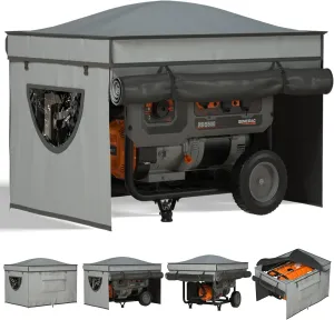 Generator Covers While Running, Waterproof Heavy Duty Generator Tent, 1680D 210D Double Layer, Rooftop Design, Large Generator Cover, 32 x24 x24, Grey