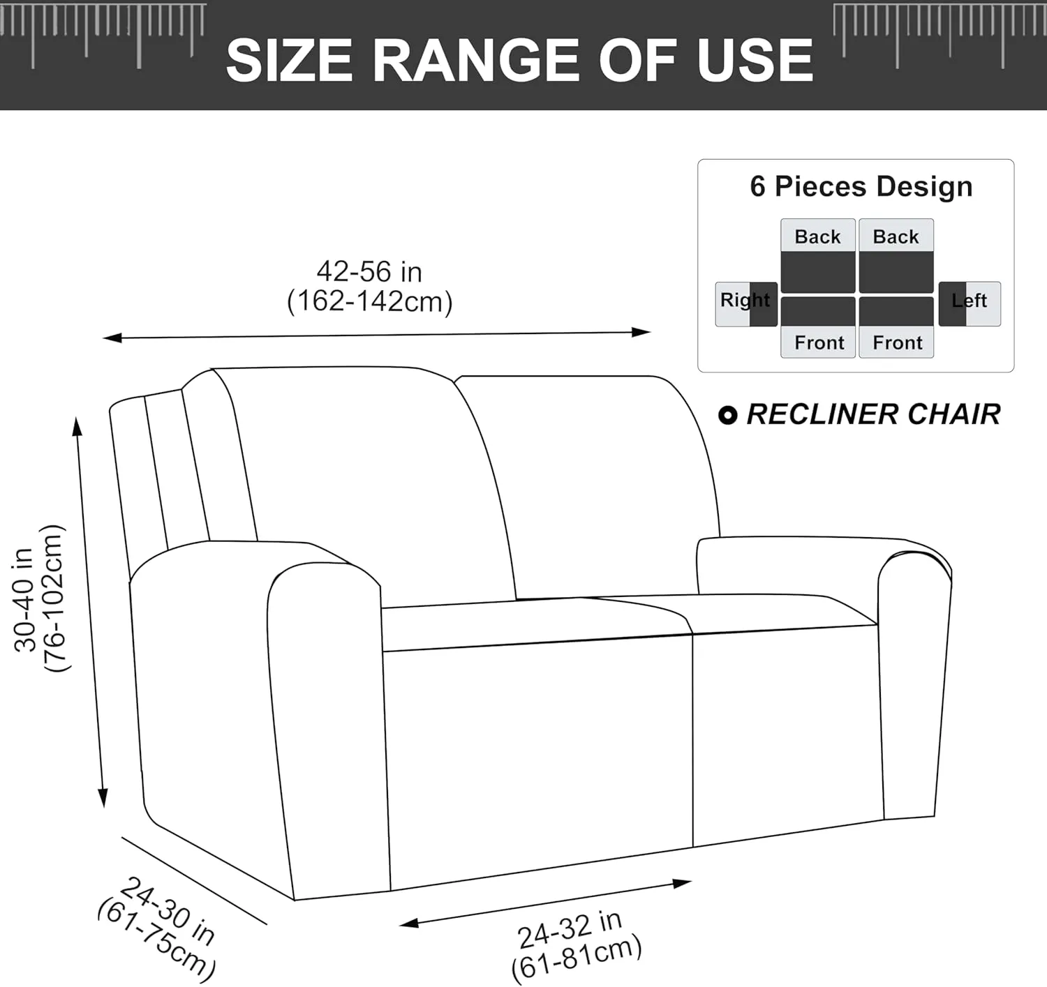 Gennia Waterproof Recliner Loveseat Cover,Stretch Reclining Sofa Covers with Pockets,Washable Lazy Boy Recliner Slipcovers,Leakproof Couch Protector for Kids, Pets, Dog and Cat (2 Seat, Navy Blue)