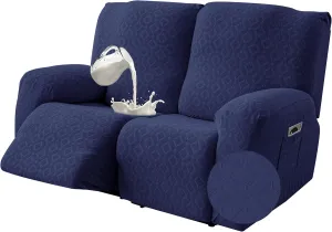 Gennia Waterproof Recliner Loveseat Cover,Stretch Reclining Sofa Covers with Pockets,Washable Lazy Boy Recliner Slipcovers,Leakproof Couch Protector for Kids, Pets, Dog and Cat (2 Seat, Navy Blue)