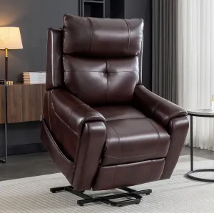Genuine Leather Recliner Chair with Power Lift, Adjustable Massage for Elderly Adults, High Back Sofa Reclining Chair for Living Room or Home Theater